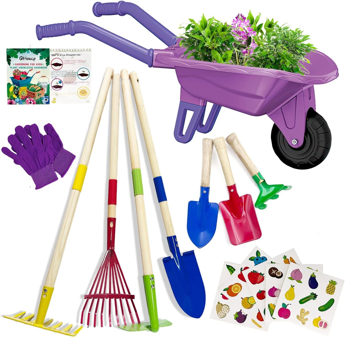 Kids Wheelbarrow Purple with Garden Tool Set